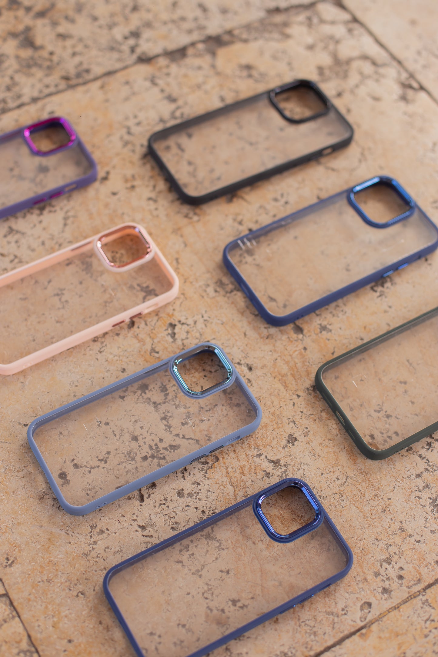 Case transparente con bordes de colores Azul