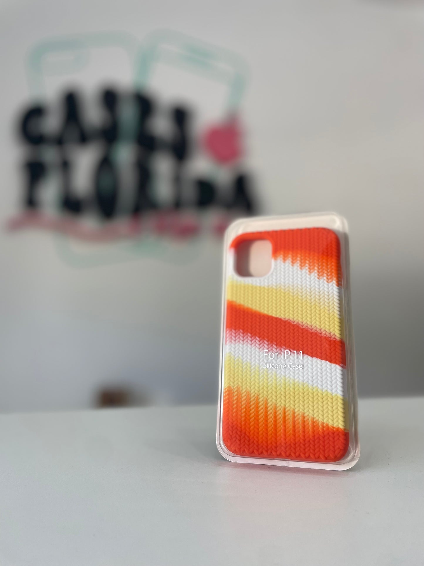 Case Silicona Texturizada - Naranja y Blanco