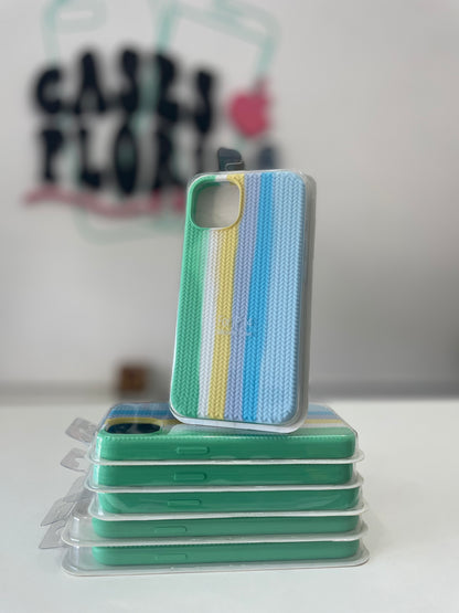 Case Silicona Texturizada - Verde, Celeste y Amarillo