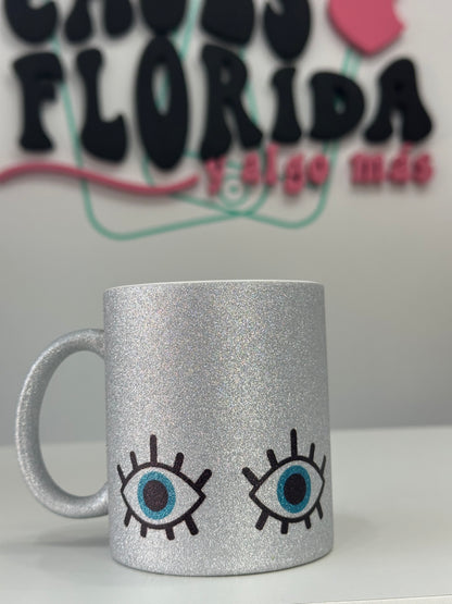 Taza de glitter con diseños