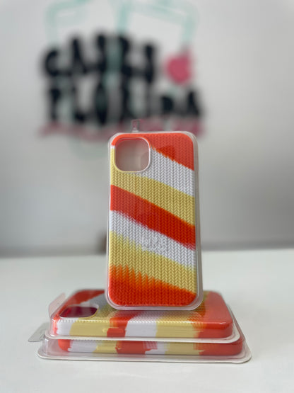 Case Silicona Texturizada - Naranja y Blanco