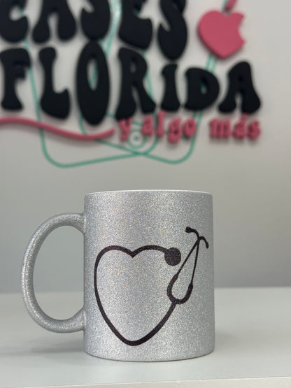 Taza de glitter con diseños