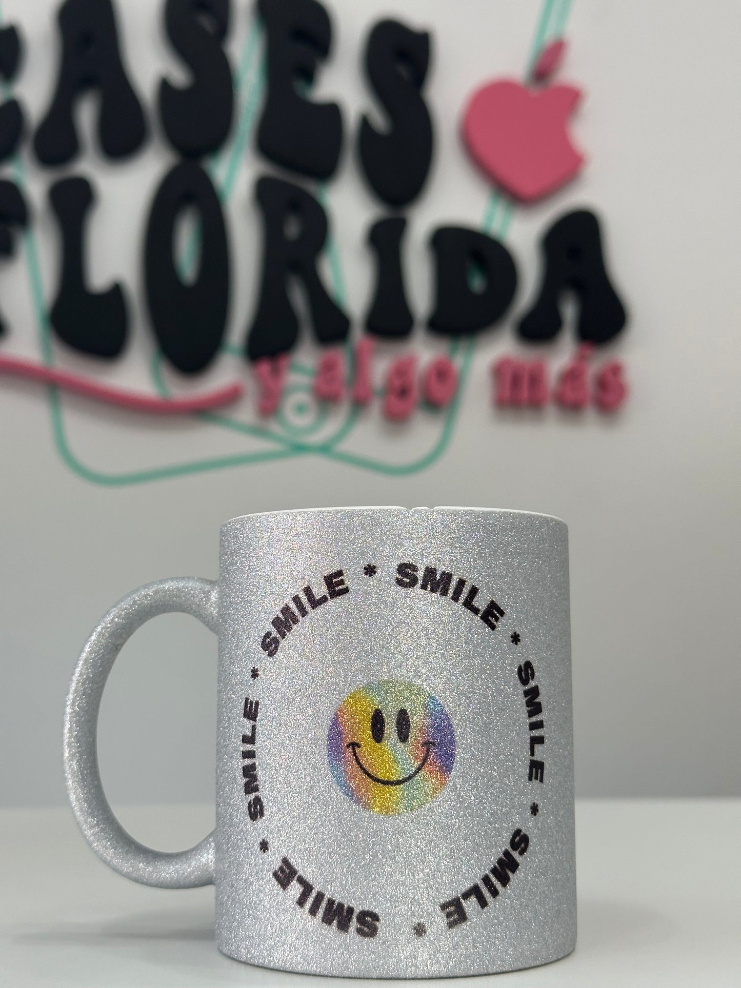 Taza de glitter con diseños