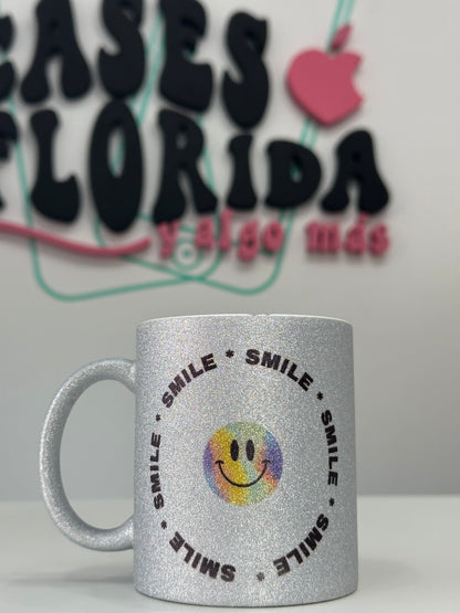 Taza de glitter con diseños