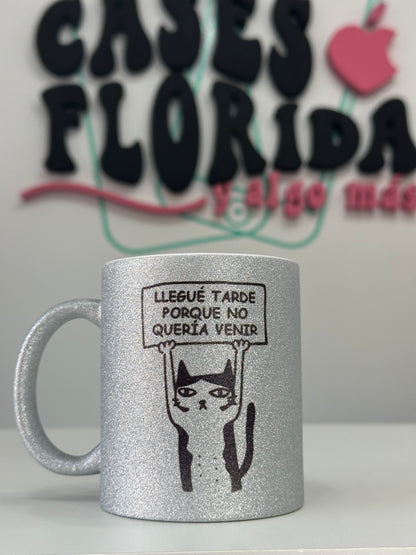 Taza de glitter con diseños