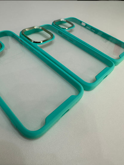 Cases transparentes con bordes de color verde