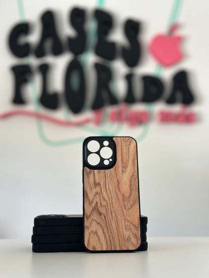 Case de plástico con diseño de madera